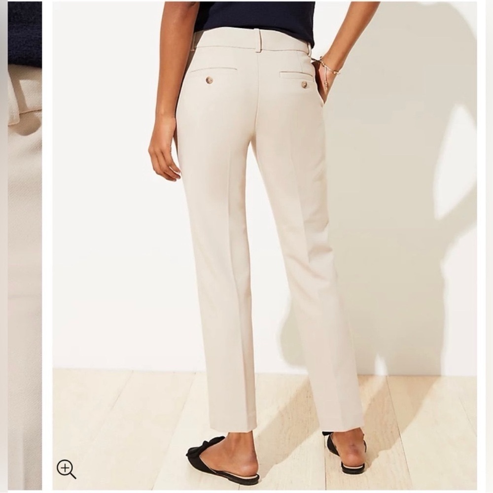 LOFT Slim Straight Leg Pencil Pants in Curvy Fit Dress Pants in Ecru Size 10 - Picture 2 of 11